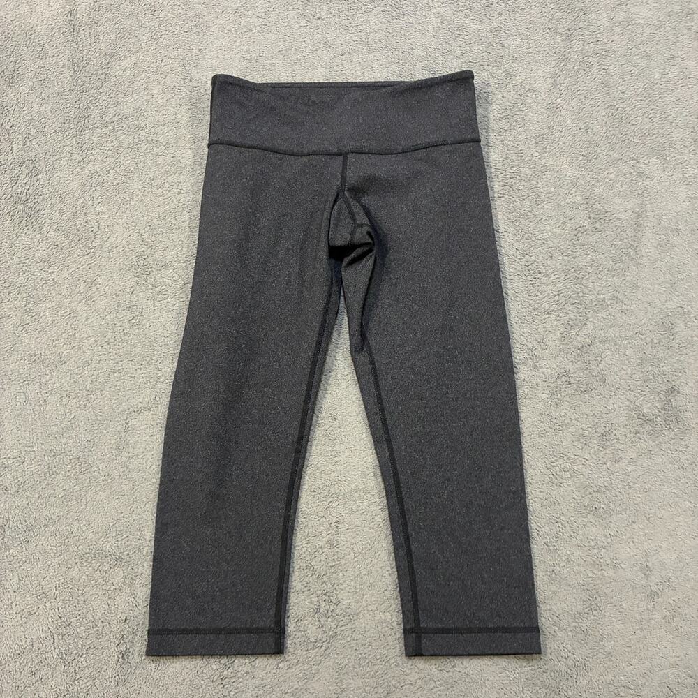 Lululemon Wunder Under Heathered Charcoal High Rise Crop Leggings Women's Size 4